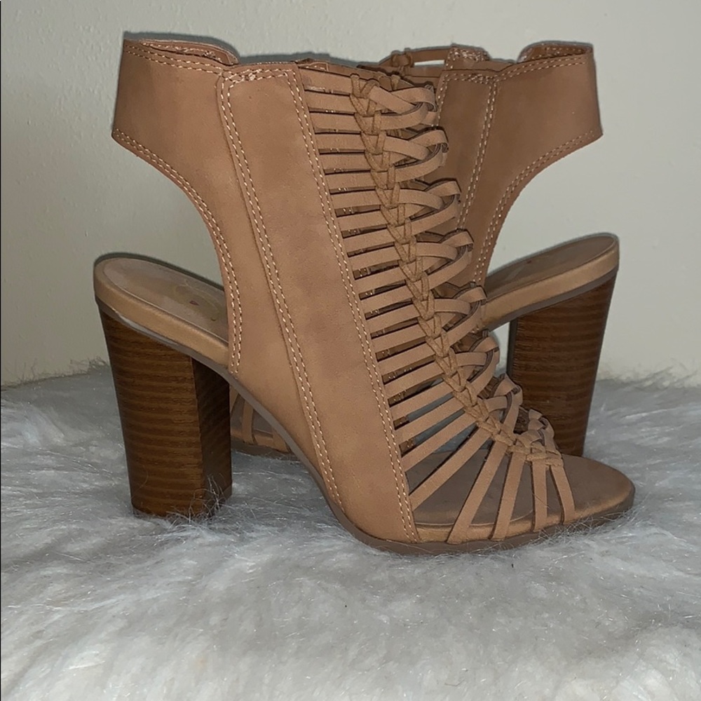 Peep Toe Leather Booties